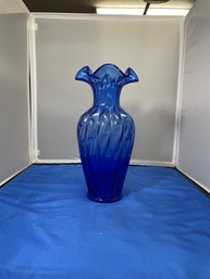 Antique Fenton Royal Blue Swirl Vase