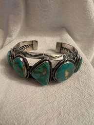 Kirk Smith Navajo Vintage King's Manassa Turquoise Cuff