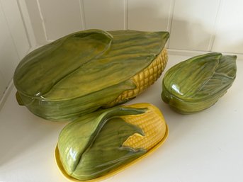 SHAWNEE CORN  TUREEN AND BUTTER DISHES
