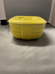 Vintage Yellow Hall Hotpoint Refrigerator Leftover Dish