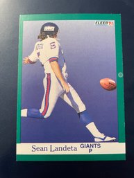 Sean Landeta Giants Fleer 91 Football Card