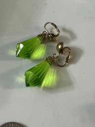 VINTAGE GLASS CLIP ON EARRINGS