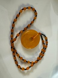 TANGERINE CABOCHEN BEADED NECKLACE