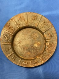 Vintage Cast Iron Zodiac Ashtray Made In Sweden