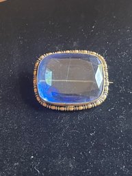 ANTIQUE BLUE GLASS BROOCH