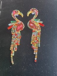 Rhinestone Flamingo Earrings