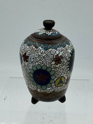 ANTIQUE CLOISONNE  3 LEG JAR