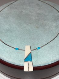 Turquoise And Bone Choker