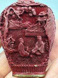 ANTIQUE CINNABAR SNUFF JAR