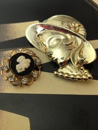 Pair Vintage Brooches