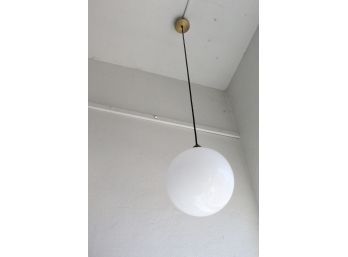 WEST ELM BRUSHED BRASS HANGING GLOBE LIGHT