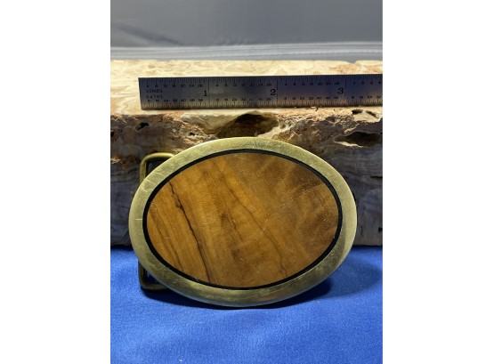 Wood An Brass Belt Buckle
