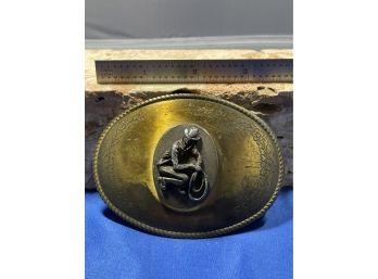 Vintage Brass Cowboy Belt Buckle