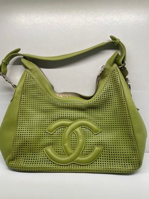 Chanel - Green Leather W/ Cutout Square Pattern (2004 - 2005) 9395451 Authentic