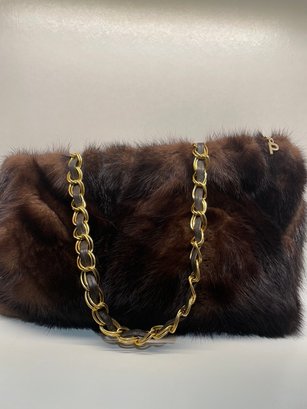 Paola! By PdL Firenze - Purse Genuine Mink And Leather Vintage Italian