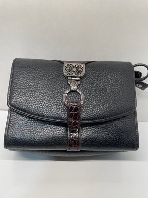Brighton Purse /Clutch Black With Brown Accents