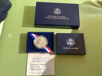 1955 Special Olympics World Games Silver Dollar Uncirculated Has COA