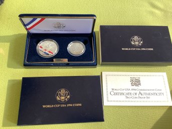 World Cup USA 1994 Coins 2 Coin Proof Set Has COA