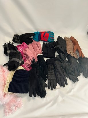 Assortment Of Winter Gloves, Hats, Scarves