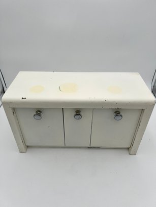 1950's EMCO Binister White Metal 3 Bin Canister Wall Mount Or Counter Top