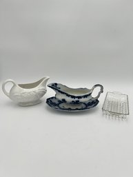 2 Gravy Dishes And Butter Dish