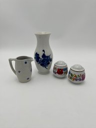 Vase, Creamer, Salt And Pepper