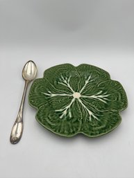 Green Plate Made In Portugal And Spoon