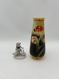 Hand Painted Vase And Figurine