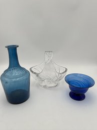 Decorative Glass Bowls And Bottle