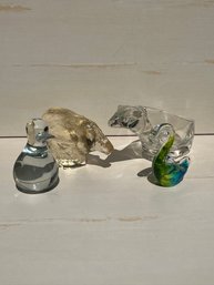 Glass Sculptures Of Polar Bear, Swan And Duck