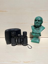 Winston Churchill Bust And Binoculars