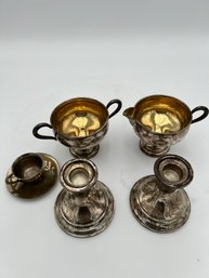Sterling Silver Candle Stick Holders, Cup And Chalice