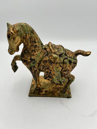 Antique Chinese Tang Dynasty Cast Iron Warrior War Horse Statue