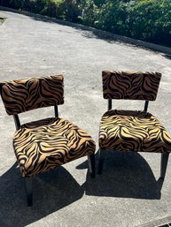 2 Mid Century Tiger Print Chairs