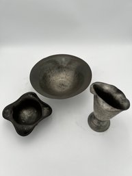 Pewter Bowl And Cups