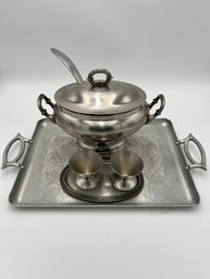 Stainless Steel Tray, Soup Dish And Cups