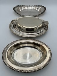 Silver Plated Platter And Bowls