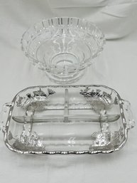 Crystal Bowl And Serving Tray