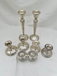 8 Sterling Silver Candles Holders Weighted