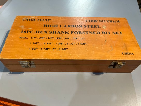 Forstner Carb-tech 16 Piece Hex Shank Bit Set In Wooden Box