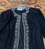 Scala 100 Per Cent Silk Black And Silver Toned Beaded Waterfall Jacket