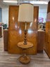 1970s Tall Oak Floor Lamp With Pedestal 60 1/2 Tall