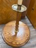 1970s Tall Oak Floor Lamp With Pedestal 571/2 Tall