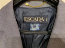 Escada 3 Piece Suit Set Jacket Skirt &Pants Euro Size 40 (US Size 10) Grey With Blue Lining