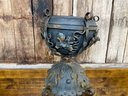 Ornate Wrought Iron Scrolled And Porcelain Urn Indoor Outdoor*