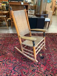 Antique Cane Back Rocking Chair 17'  To Seat 19' Arm To Arm