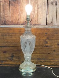 Vintage Frosted Lead Crystal Lamp 20 1/2'