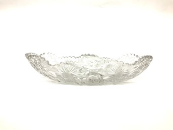 American Brilliant Cut Glass Celery Dish With Flowered Pattern 11.5' X 5.5'