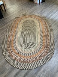 Medium Braided Rug In Cream, Brown And Orange 99' X 66' Low Wear In Excellent Condition