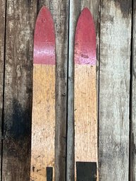 Vintage Wooden Child Skis 3 Wide 42
